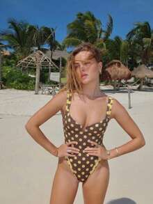 Bộ bikini liền thân chấm bi kiểu Pháp cổ điển mùa hè 2026 dành cho nữ, đồ bơi nghỉ dưỡng biển, đồ bơi ôm sát gợi cảm, bộ đồ bơi thời trang thường ngày ôm sát dành cho khu nghỉ dưỡng biển. - Nhiều màu - Xem 2