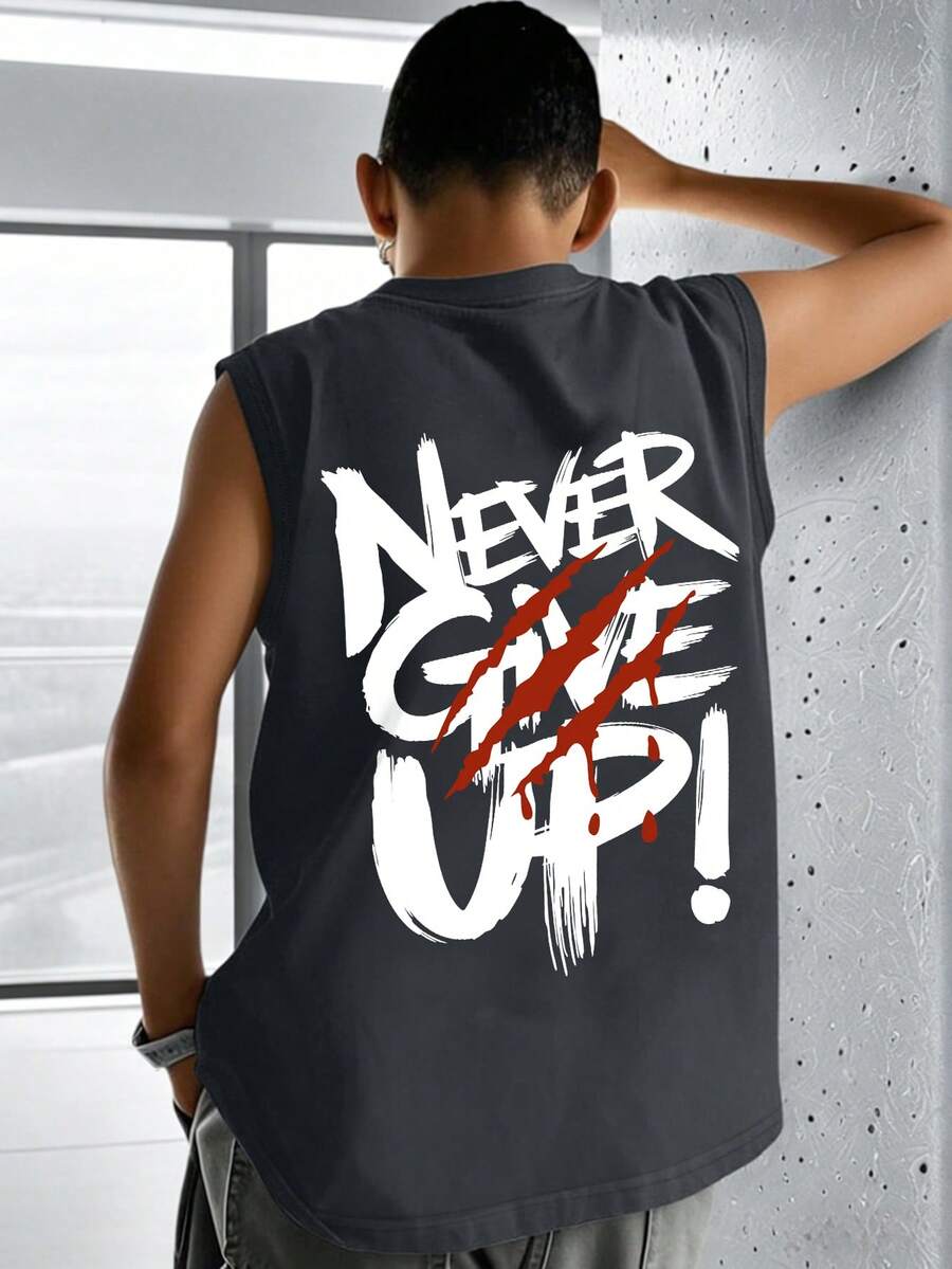 Teenage Boys' Casual Cool Letter Print Round Neck Sleeveless Tank Top ...