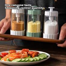 1pc Quantitative Salt Shaker For Kitchen Use, Transparent Creative Seasoning Jar Container For Salt Pepper MSG, Plastic Material, Modern Kitchen Style Kitchen Tools Kitchen Utensils Kitchen Gadgets Kitchen Essentials Kitchen Accessories, Clear Design, Household Salt Pepper Shaker, For Daily Cooking Meal Prep Home Use - Multicolor - View 6