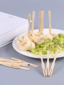 50/100 que xiên trái cây bằng tre, que xiên thức ăn mini hai ngạnh, que xiên cocktail bằng gỗ, thích hợp cho món khai vị, món tráng miệng, tiệc tùng, đám cưới, tiệc buffet. - Nhiều màu - Xem 9