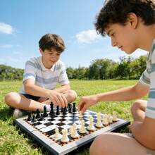 Mini Portable Chess Set - Educational Strategy Game To Improve Focus, Magnetic Chess Foldable Convenient Storage,Family Educational Puzzle Game Chess,Problem-Solving And Critical Thinking For Adult&Teenager - Multicolor - View 7