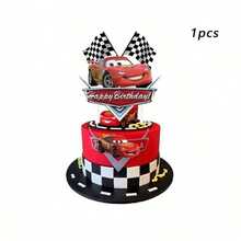 Cartoon Racing Theme Pennant Flag Set, Cake Decoration Dessert Picks, Birthday Party Decor, Cake Flag Topper Decorations - Set - View 3