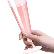 5oz Reusable Transparent Plastic Champagne Flute, Long Stem Wedding Party Cocktail Wine Glass - Random Styles - View 3