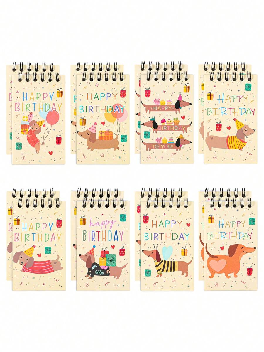 8pcs Cute Dachshund Spiral Notebooks, Small Pocket Notebooks, Birthday Decorations, Gender Reveal Party Supplies, Puppy Birthday Party Favors, Kids Students Mini Dog Theme Coil Notebooks, Party Favors, Birthday Gifts, School Supplies, Classroom Rewards, Gift Bag Fillers