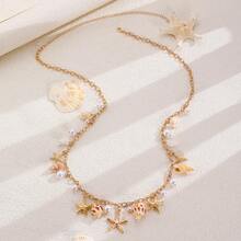 1pc Retro Elegant Personalized Ocean Style Shell Metal Chain Waist Chain Body Chain, Adjustable For Women, Suitable For Daily, Party, Date, Holiday, Music Festival, Summer Beach, Gift For Friends, Family, Couples, Jewelry Accessory - Gold 7 - View 3