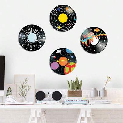 Nuevo decoración de pared de disco de vinilo negro vintage americano, arte de pared de madera con tema musical para bar, sala de estar, dormitorio