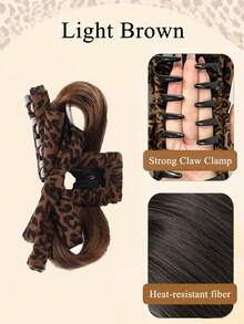 豹纹慵懒低发髻发夹，带接发，女士适用，合成纤维发髻假发 - 彩色 - 查看 10