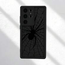 Black Spider Web Pattern Design, Black Cute Mobile Phone Case, Suitable For Galaxy S26 S25 S24 S23 S22; A54 A53 A52 A36 A35 A34 A33 NOTE20 NOTE20ULTRA And Other  Mobile Phones,Anti-Fall Soft Shell - Black - View 6