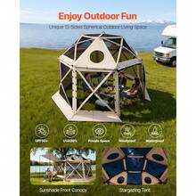 Gazebo - 3,7 x 3,7 m (12 x 12 Fuß), Beige - Visualizzare 3