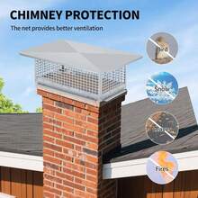 Tapa de chimenea ajustable, protector contra chispas de malla de acero inoxidable 304, adaptable a tubos de 11"-13", resistente a la intemperie y fácil de instalar, color plata - 13*13 pies - Ver 10