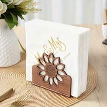 1pc Fashion Sunflower Tissue Box Holder, Wood Grain Desktop Tissue Box, Kitchen Countertop Or Dining Table Decor, Home Tissue Storage (Suitable For Tissues, Papers, Menu Cards) - Multicolor - View 7