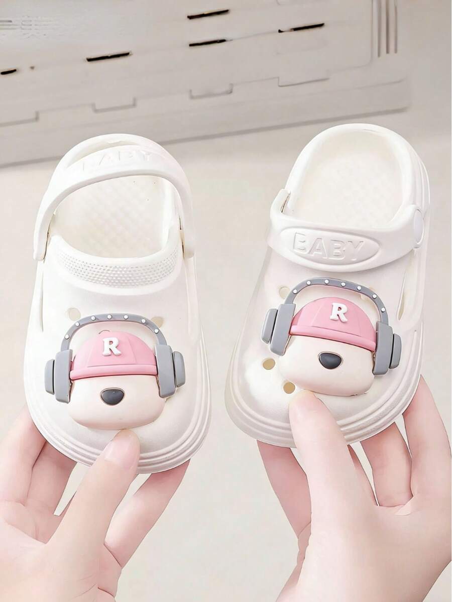 Toddler Boys/Girls Cute Cartoon Anti-Slip Beach Sandals Slippers, Infant Closed Toe Pool Slides For Seaside - White - View 1