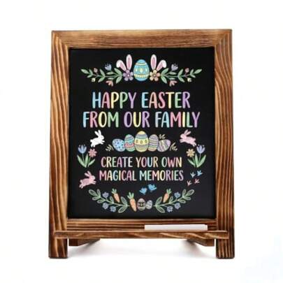15x12 Ic Chalk Board Sign Small Wood Framed Tabletop Black Easel Chalkboard Foldable Standing Ledge 1 Wh Chalk Pen 2 S And  Hanging Ki Included Rustic Brown