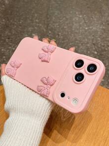 3pcs Bowknot Phone Cases, Soft TPU Full Coverage Anti-Drop Cases With Precise Cutouts, Featuring 3D Rhinestone Bowknot, Healing English Slogan, Hand-Painted Heart Pattern, Suitable For IPhone & Galaxy, Great Gift For Birthday, Holiday, Best Friends - Multicolor - View 11