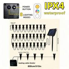 30Pcs Solar LED Pathway Lights Outdoor, 32Ft/10M,8 Modes, Solar Garden Lights Waterproof, Multi Color Landscape Stake Lights, In-Ground Yard Lawn Walkway Lights For Patio Backyard Camping Party Garden Decorr - ánh sáng ấm áp - Xem 5