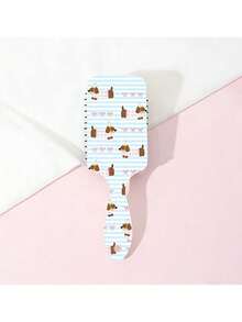 1pc New Dachshund Bow Striped Print Air Cushion Comb, Wet & Dry Dual-Use Hair Styling Brush Beauty Home Bedroom Decor Travel Accessories Hair Tool Kit - Multicolor - View 4