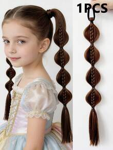 1 lọn tóc giả bện kiểu bong bóng, dài 18 inch, kiểu tóc đuôi ngựa xoắn có dây chun dành cho trẻ em - Nhiều màu - Xem 12