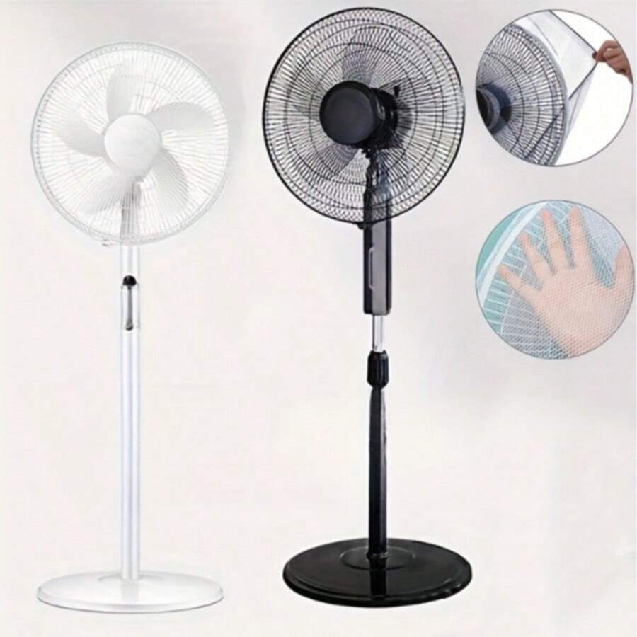 Set Of 2 Household Electric Fan Dust Covers (Elastic Band Design): Washable Dust Sleeves Featuring A Safety Mesh Guard To Prevent Finger Entrapment; Suitable For Household Fans Ranging From 15.75 To 19.69 Inches. Effectively Safeguards Fingers And Helps Improve Indoor Air Quality-Ideal For Use In Both Home And Office Environments.