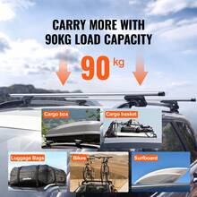 Universal Roof Rack Cross Bars, Aluminum Roof Rack Crossbars, Fit Raised Side Rail With Gap, 90KG Load Capacity, Adjustable Crossbars With Locks, For SUVs, Sedans, And Vans - 52' Crossbar Length - View 4