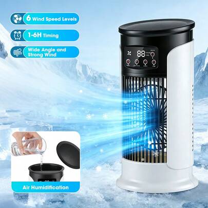 Hailicare Summer Portable Spray Cooling Fan 6 Wind Speeds 6 Speed Timer 7-Color Light Personal Air Cooler Humidifier 2 Ice Packs 300ml Water Tank USB Powered For Home Office