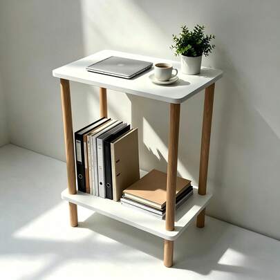 Bàn phụ 2 tầng, kệ lưu trữ hai tầng, chân đế chống trượt, giá sách chịu lực cao, thích hợp cho phòng khách, phòng ngủ, ban công, phòng học, khách sạn.