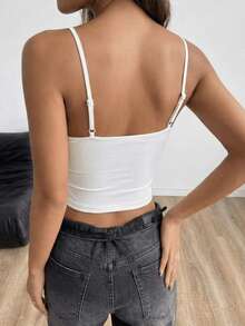 Camiseta de tirantes blanca para mujer, ligeramente elástica, adecuada para uso casual de verano - Blanco - Ver 2