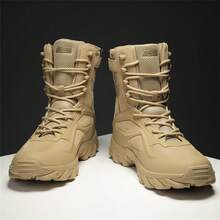 Men's Hiking Boots, All-Terrain Shock Absorption/Outdoor Hiking Boots, Lace-Up Ankle Design, Anti-Slip Rubber Sole With Ergonomic Design, Suitable For Camping, Hiking, Work, Long-Term Use - Khaki - View 1