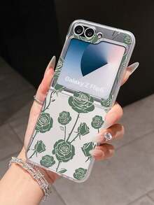 1 chiếc ốp lưng điện thoại gập đơn giản, thời trang, chất liệu PC mờ, họa tiết hoa hồng xanh lá cây dễ thương, bảo vệ và chống rơi vỡ cho các dòng máy: Galaxy Zflip 3/Zflip 4/Zflip 5/Zflip 6/Zflip 7/ Find N3 Flip/ Razr 50 Ultra/ Razr 60 Ultra/ 60/ Lola Razr 50/XiaomiMIX Flip/Galaxy Z Flip7 FE - Trong sáng - Xem 14