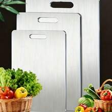 1/3pcs High-Quality Double-Sided Stainless Steel Cutting Board, Suitable For Kitchen & Catering, High Cost-Performance, Suitable For Small Kitchens, RVs, Small Apartments, Easy To Use And Durable, Applicable For Cutting Vegetables, Fruits, Chicken And Beef - Silver - View 15