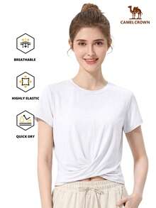 CAMEL CROWN Women's Outdoor Sports T-Shirt, Quick-Dry Breathable Running & Fitness Wear - Endless White - View 2