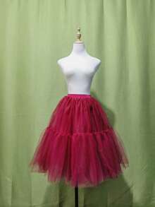 新款四层女士中长薄纱蓬蓬裙衬裙婚纱新娘礼服舞会晚礼服内衬裙 - 彩色 - 查看 8