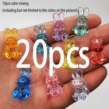 Acrylic Easter Bunny Figurine, Transparent Acrylic Decor, Multi-Color Mini Bunny Doll House Ornaments, Easter Desktop Decoration - Multicolor - View 10