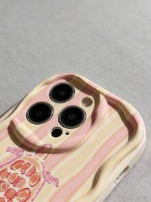 1个创意粉色条纹海龟波浪形屏幕边缘保护手机壳，兼容苹果7/8/X/XR/XSMAX/11/12/13/14/15/16/17 Pro Max、A14/A15/A16/A17/A04/A05/A06/A07/A54/A55/A56/A57/A34/A35A/36/A37/S26/S26Plus/S26Ultra、Transsion SMART7/8/9/10 - 奶油白色 - 查看 4