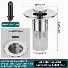 Stainless Steel Pop-Up Bathroom Sink Drain With Anti-Odor Filter - Brass Core, Universal Kitchen And Bathroom Sink Drain Assembly - Multicolor - View 8