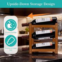 ERUIV 12 Bottle Wooden Wine Rack, 3-Tier Freestanding Countertop Wine Bottle Holder, Wood Wine Storage Organizer For Home Bar Pantry Cellar, Wine Display Rack For Red Wine Liquor - 424三層12瓶紅酒架 - 查看 4