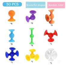 30件/15件装多款吸盘玩具家庭套装，积木吸盘玩具，亲子互动游戏，减压玩具套装，浴室玩具，儿童礼物（男女皆宜），浴室玩具，亲子互动游戏，软飞镖套装 - 彩色 - 查看 10
