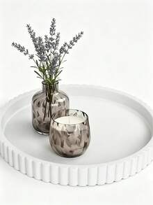 1/2pcs White Wavy Round Tray, Summer Modern Minimalist Decorative Tray, Multi-Functional Wavy Edge Round Storage Dish, Luxury Aesthetic Coffee Table Centerpiece, Waterproof Non-Slip Organizer Tray, Light Luxury Home Desktop Decor, Living Room Dining Room Kitchen Bathroom Multi-Purpose Display Stand - Multicolor - View 4