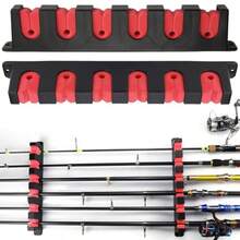 Porta Cañas de Pescar Montado en la Pared - Soporte Horizontal Con 6 Agujeros - Estante de Almacenamiento para Cañas Rojo - Rojo - Ver 8