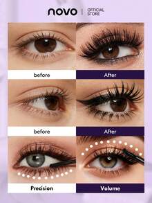 NOVO 2-In-1 Dual-Ended Mascara – Curl & Lock, Volumizing + Lengthening (No Raccoon Eyes, Smudge-Proof All Day)R - 查看 2