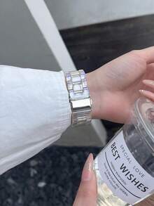1条时尚彩色透明表带，兼容 38mm 40mm 41mm 42mm 44mm 45mm 46mm 49mm，时尚透明PC表带，彩色全息表带，适用于 Ultra 11 10 9 8 7 SE3 6 5 4 3 2 1，智能手表表带，表带配件 - 無色 - 查看 3