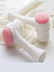 3 piezas Cepillo de limpieza facial de doble cara con cerdas suaves y cabezal de silicona - Instrumento de limpieza facial para eliminar el maquillaje, los puntos negros y la limpieza profunda de los poros faciales. - Multicolor - Ver 2