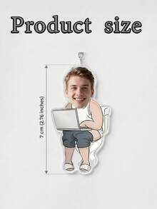 1pc Personalized Custom Photo Toilet Laptop Keychain,Customize Photo,Personalized Funny Toilet Laptop Photo Keychain Novelty Gag Gift For Office Workers,Toilet Laptop Keychain Funny Gag Gift For Friends - Multicolor - View 8