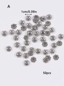 50 chiếc/100 chiếc/300 chiếc nắp hạt hoa hai lớp, nắp bịt đầu hạt rỗng chạm khắc tinh xảo, phụ kiện trang sức DIY đa năng cho bông tai, mặt dây chuyền, vòng cổ, vòng tay. - Nhiều màu - Xem 15