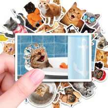 50pcs Cute Cat Stickers, Waterproof Vinyl Stickers Suitable For Laptop, Water Bottle, Skateboard, Luggage, Scrapbook, Diary, Cat Lovers, Pet Owners, Teenagers, Adults Decorative Stickers, DIY Decoration, Gift For Cat Lovers - Multicolor - View 5