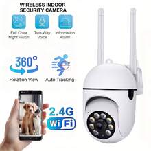 2 piezas Cámara de inteligente Full HD 1080P, Cámara IP inalámbrica para interiores, compatible solo con WiFi de 2.4GHz, cobertura de rotación horizontal de 355° + vertical de 90°, visión nocturna, seguimiento de movimiento, audio bidireccional, detección de personas, adecuada para sala de estar, monitoreo remoto de familia y mascotas - Blanco - Ver 13
