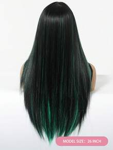 26 Inch Light Brown Chestnut Long Straight Middle Part Synthetic Wig, Suitable For Women's Daily, Party, Halloween, Christmas, Thanksgiving, Wedding, Prom And Other Occasions, Made Of High-Quality Heat-Resistant Fiber, Natural Hairline, Comfortable Fit - Green - View 6