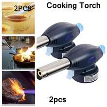 2X Butane Cooking Torch Gas Blow Torch Burner Welding Auto Automatic Ignition Soldering BBQ Flame Thrower - Black - View 1