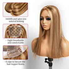 CEXXY Best Virgin Human Hair With Wefted Topper With 5x5 Inch HD Lace Base Topper Natural Black Hair Clips In Hair Extensions Hairpieces For Woman - S4/27 - Xem 4