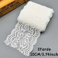 5 Yards Wide Elastic Floral Lace Trim 10cm, Suitable For Clothing Sewing, Lingerie, DIY Handmade Decoration Elastic Lace Band - B - View 15