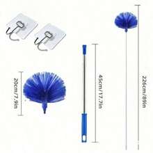 蜘蛛网除尘器，带延长杆，可水洗清洁除尘套装，蜘蛛网除尘器，边角刷，15-100英寸长吊扇铝制伸缩杆，家居生活，清洁，清洁工具 - 長桿刷頭 - 查看 11